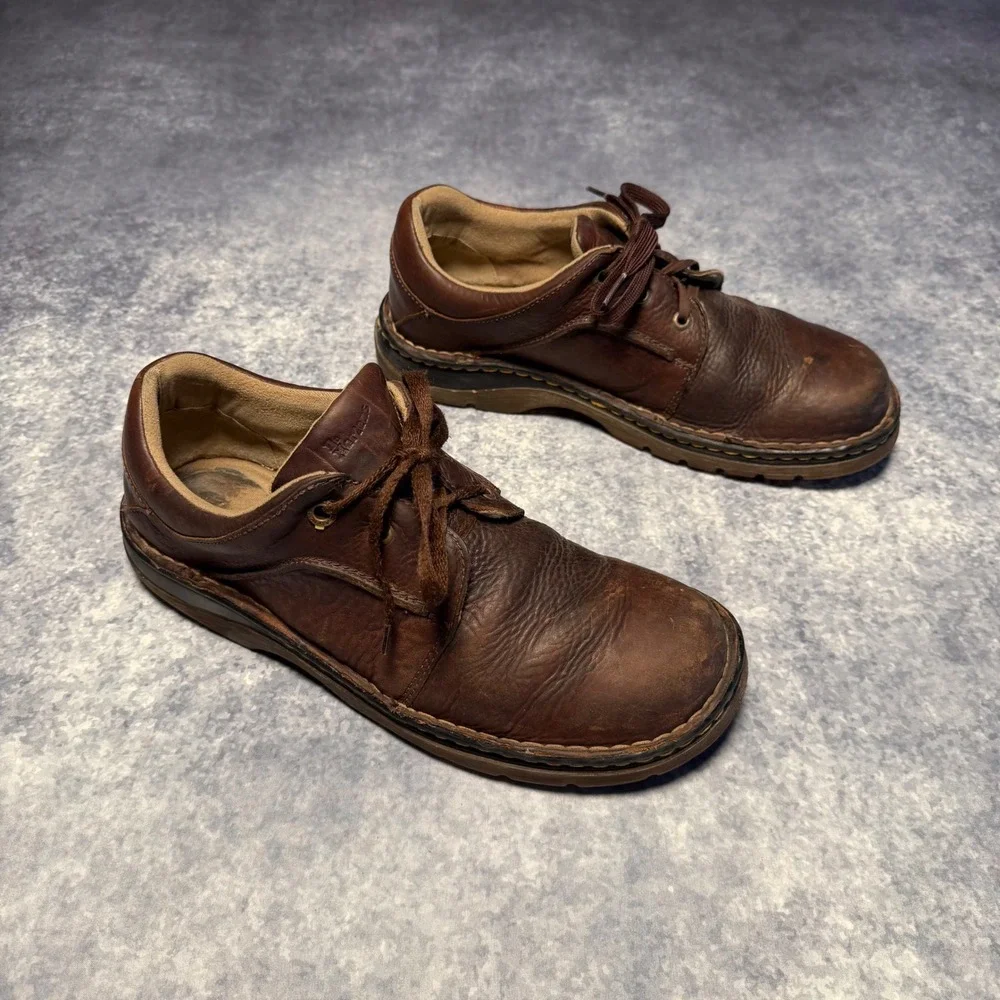 Dr Martens Ordell Brown Leather Oxford Shoes Mens 12 11194 Yellow Stitch Low Top